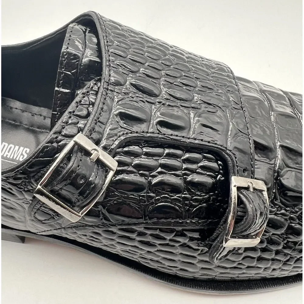 Stacy Adams Golato Black Men Size 11.5M Monk Strap Leather Croc Print - Picture 9 of 16